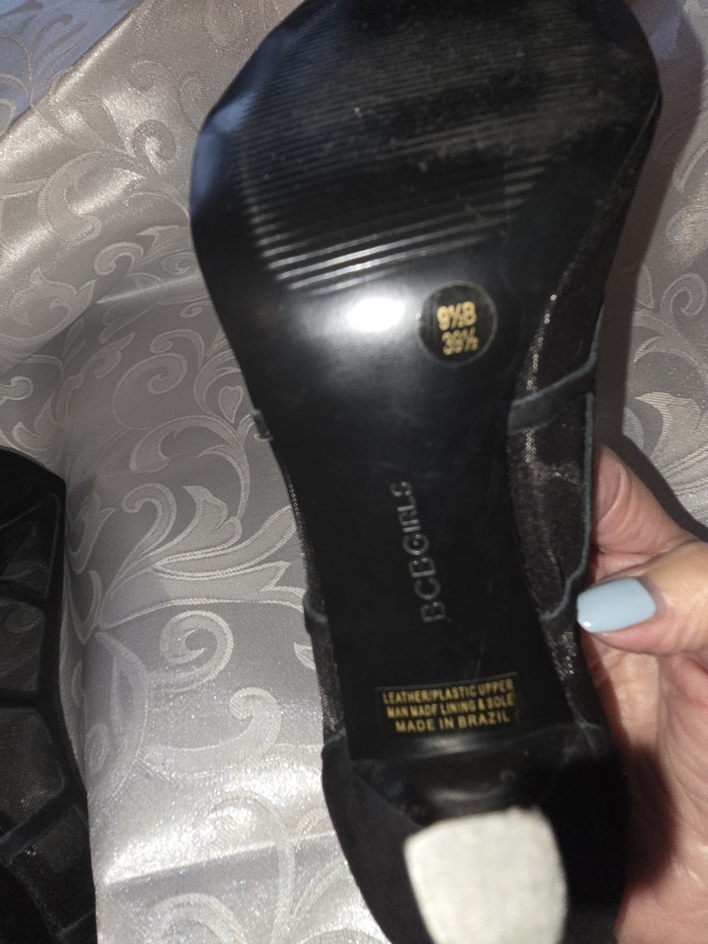 BCBGirls Black Peep-Toe Suede High Heels - Picture 5 of 7